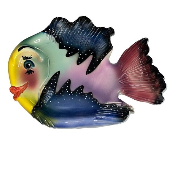 Ryan Charles Platter Multicolor Hand Painted Ceramic Fish 2001 - Picture 7 of 7